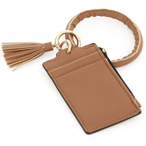 [12pcs set] Tassel & keyring ID card holder  - brown
