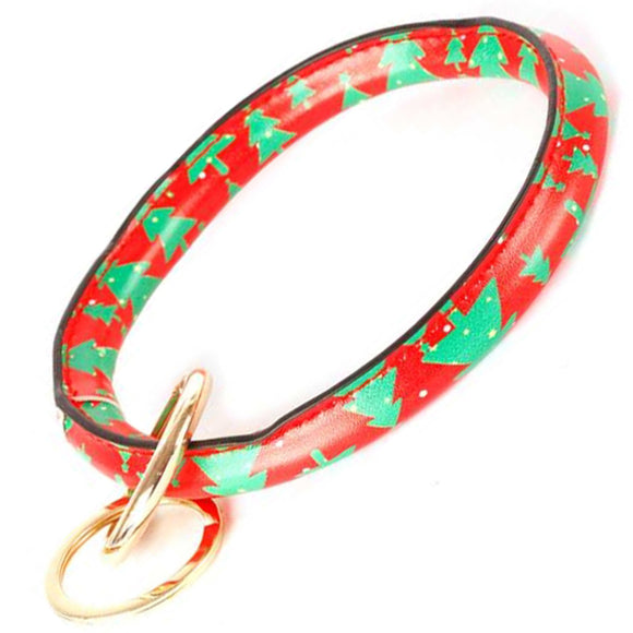 [12pcs set] Christmas bangle keyring - red