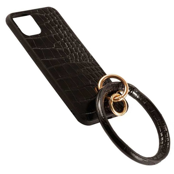 [12pcs set] iPhone 11 case & snake bangle key chain - black