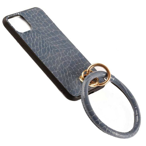 [12pcs set] iPhone 11 case & snake bangle key chain - blue