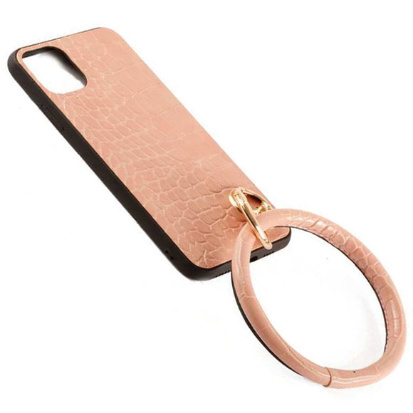 [12pcs set] iPhone 11 case & snake bangle key chain - light pink