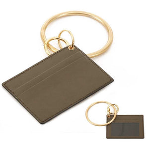 [12pcs set] ID card holder with key ring  - brown