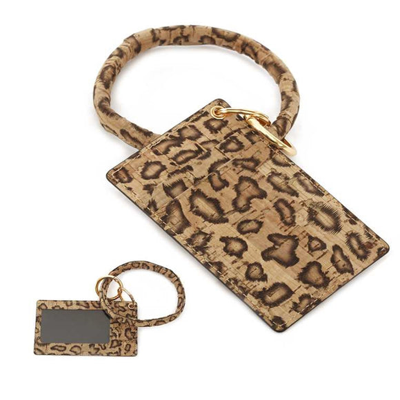 [12pcs set] ID card holder with key ring  - leopard
