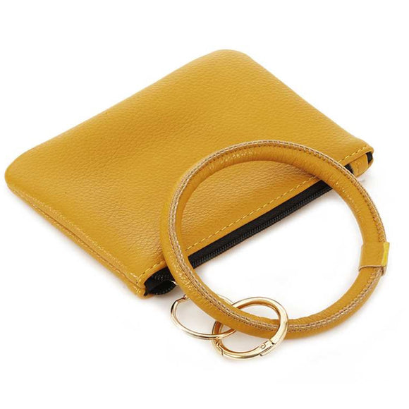 [12pcs set] Coin wallet with key ring - yellow