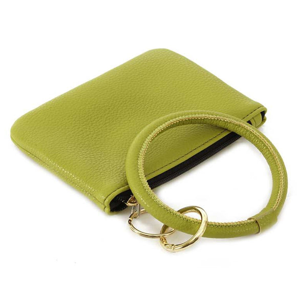 [12pcs set] Coin wallet with key ring - green