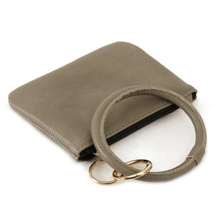 [12pcs set] Coin wallet with key ring - brown
