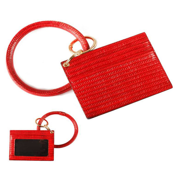 [12pcs set] ID card holder with key ring - red