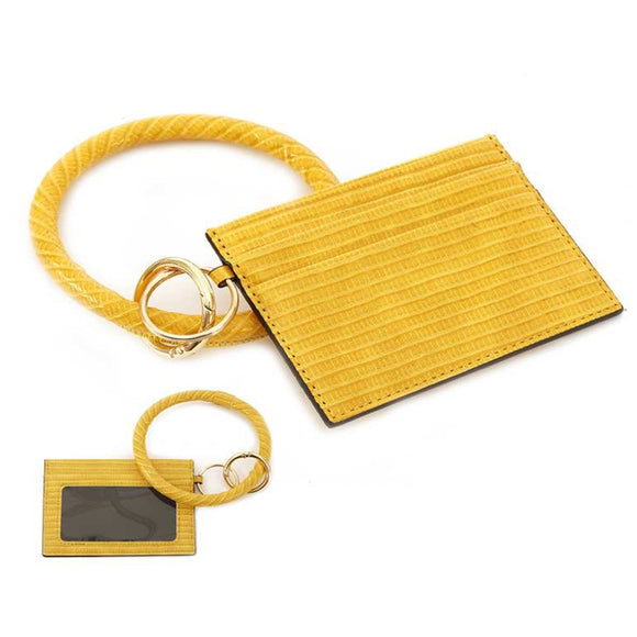 [12pcs set] ID card holder with key ring - yellow
