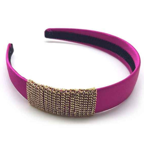 [12pcs set] Chain wrapped hair band - fuchsia