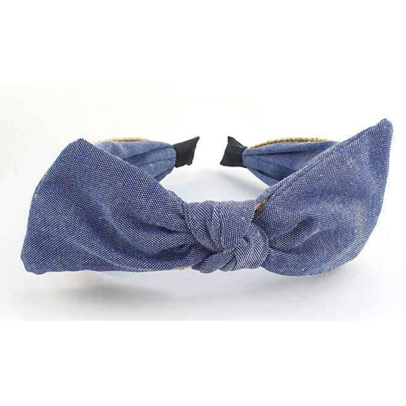 [12pcs set] Denim ribbon hair band - blue