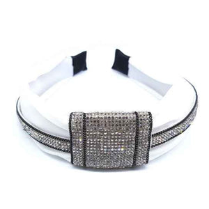 Pave stripe headband - white
