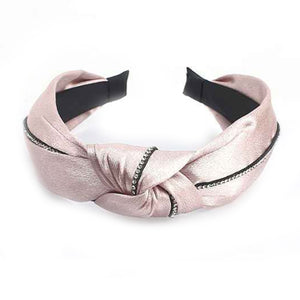 Wrapped pave line headband - pink