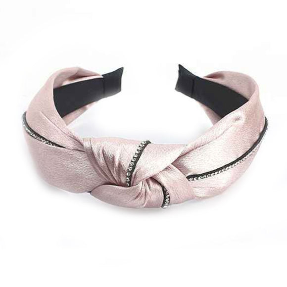 Wrapped pave line headband - pink