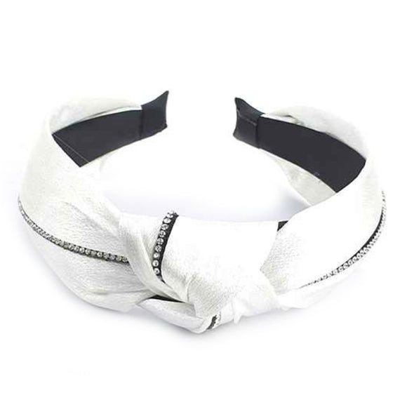 Wrapped pave line headband - white