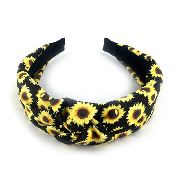 Sunflower wrapped headband -black