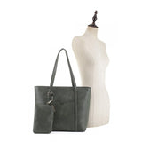 3 in 1 belted tote with crossbody bag - green