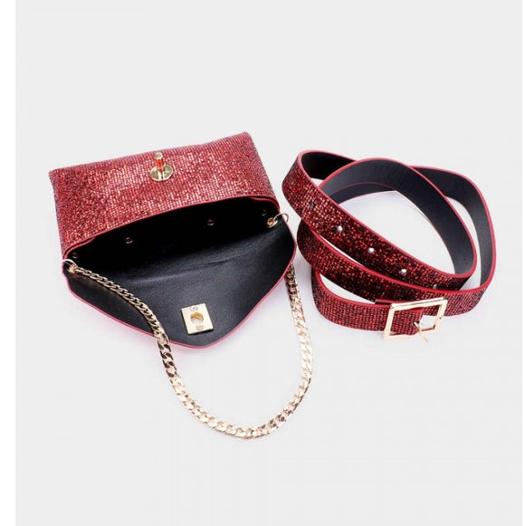 Shimmery cluth & belt bag - gold