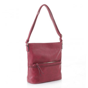 Front zip crossbody bag - burgundy