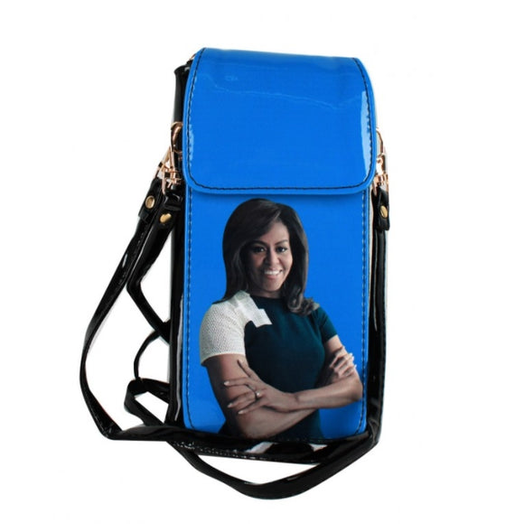 Michelle Obama cellphone crossbody bag - blue