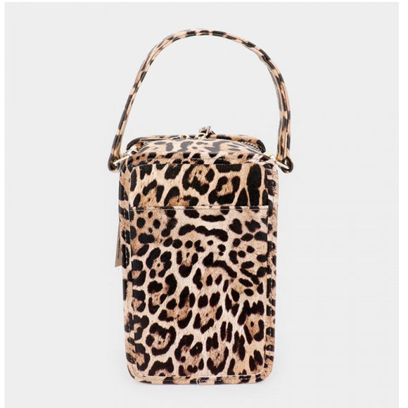 Leopard pattern crossbody bag - brown