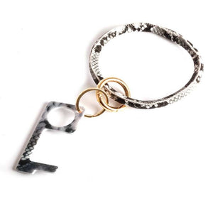 [12pcs set] Snake bangle with sanitray key chain - gold grey