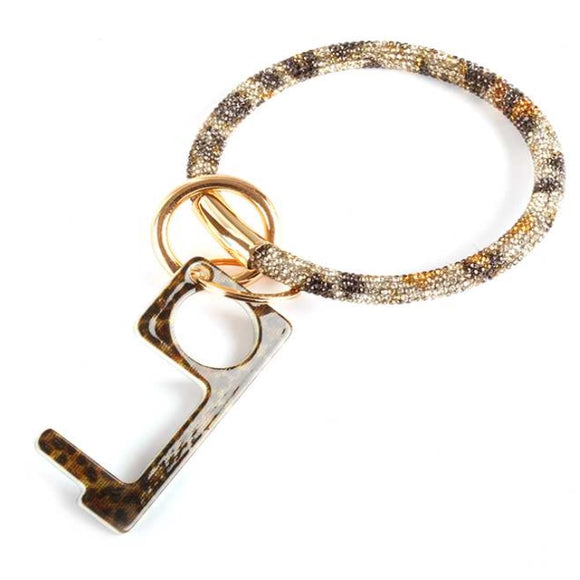 [12pcs set] Pave bangle sanitary key chain - gold brown