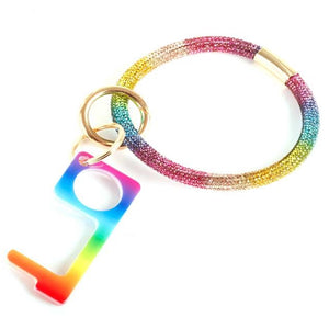 [12pcs set] Pave bangle sanitary key chain - rainbow