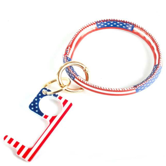 [12pcs set] Pave bangle sanitary key chain - American flag