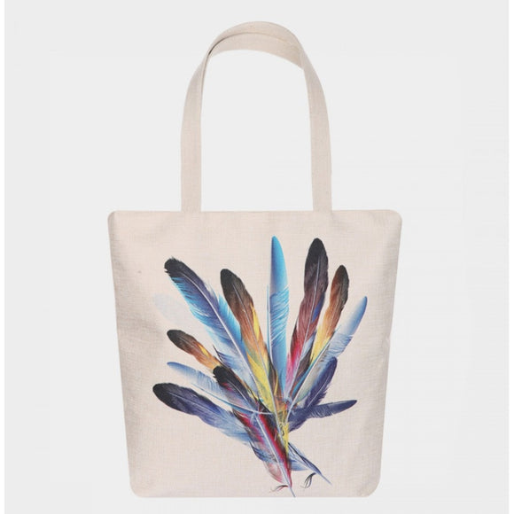 Eco canvas shopper bag - multi feather