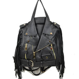 Convertible leather jacket bag - black