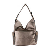 Studded side zipper hobo bag - I grey
