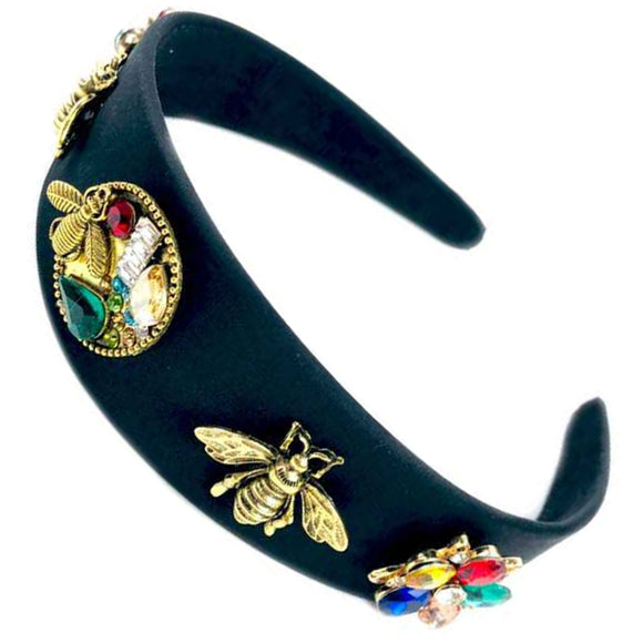Queen bee & Colorful rhinestone headband - gold