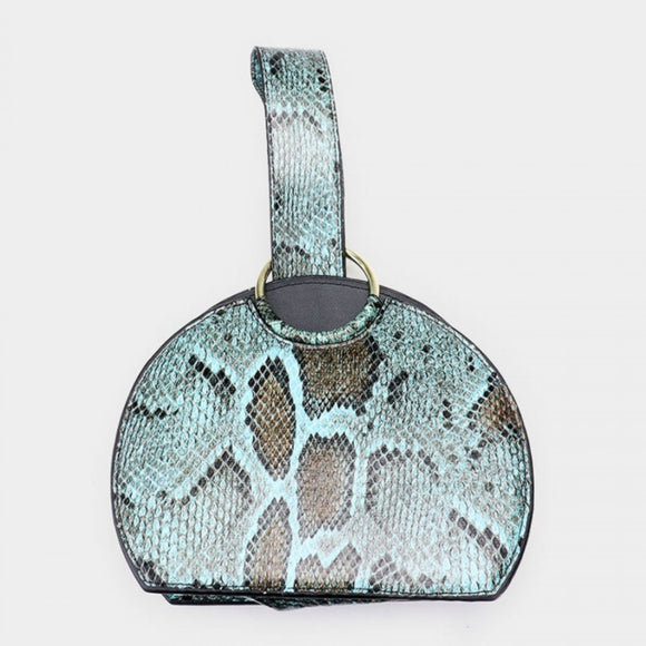 Snake pattern wristlet - turquoise