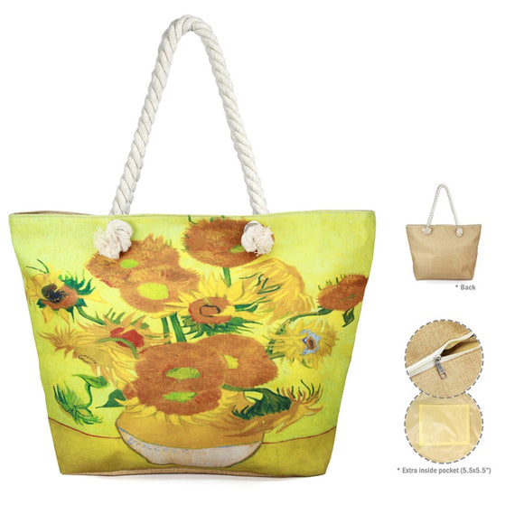 Sunflower by Vincent Van Gogh beach tote  - yellow