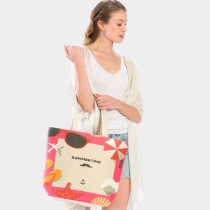'SUMMER TIME' Anchor Sea Life beach tote - Pink