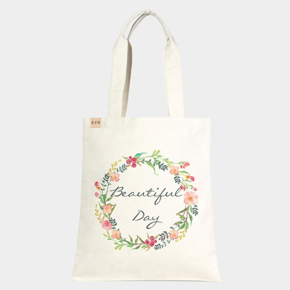 'Beautiful Day' Cotton Canvas tote - ivory