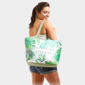 'TROPICAL FOREST' beach tote - green