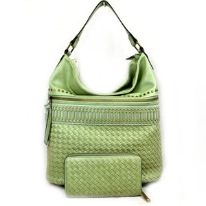Stud & Weaving hobo bag with wallet - mint
