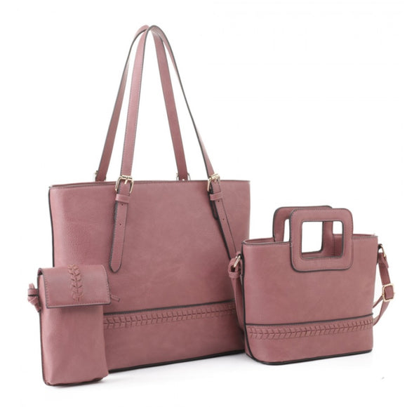 3 in 1 Fashion handbag set - mauve