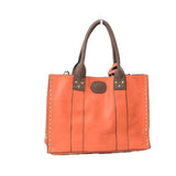 3 in 1 Studded turn lock tote - blue/brown