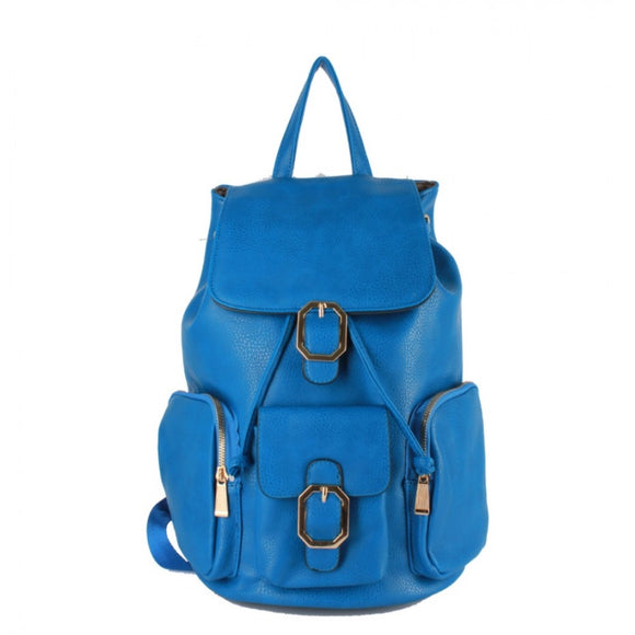 Decorated belted backpack - blue