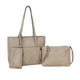 3 in 1 front pocket tote set - light stone