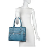 Decorated belted tote set - stone