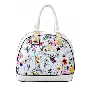 Floral print satchel - white