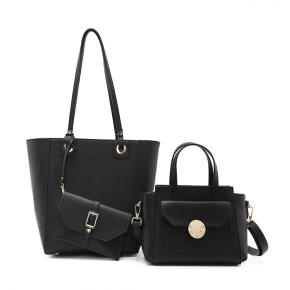 Market tote and satchel set - black