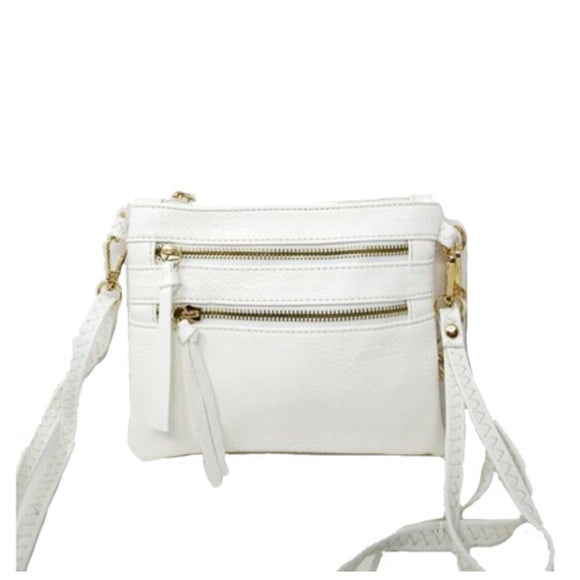 Triple zipper crossbody bag - white