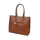 Embossed animal pattern queen bee tote with pouch - cognac