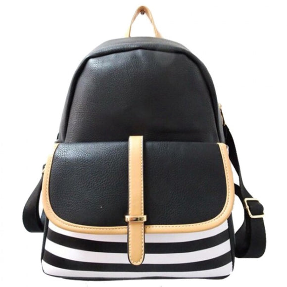 Stripe fashion backpack - black