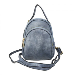 Double zipper mini backpack - blue