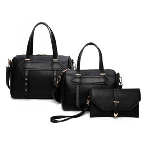 3 in 1 satchel bag set - black